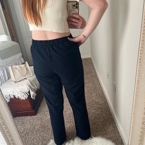 VINTAGE, CLASSIC Navy Pull-on Trousers (high waist, straight leg) - Picture 3 of 5